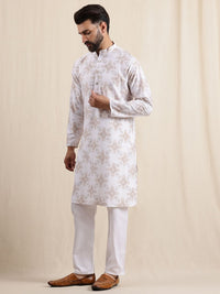 Anouk Men Printed Mandarin Collar Kurta Sets With Nehru jacket