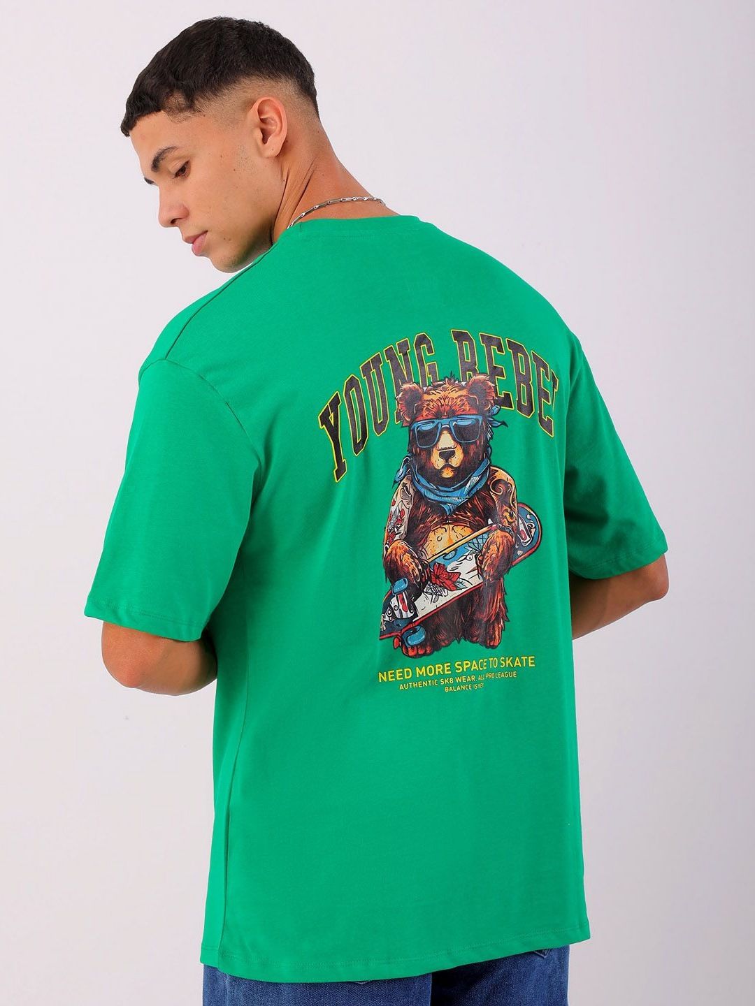 The Indian Garage Co Men Graphic Printed Round Neck Cotton Oversized T-shirt