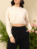 DressBerry Cinched Waist Crop pullover Sweatshirt