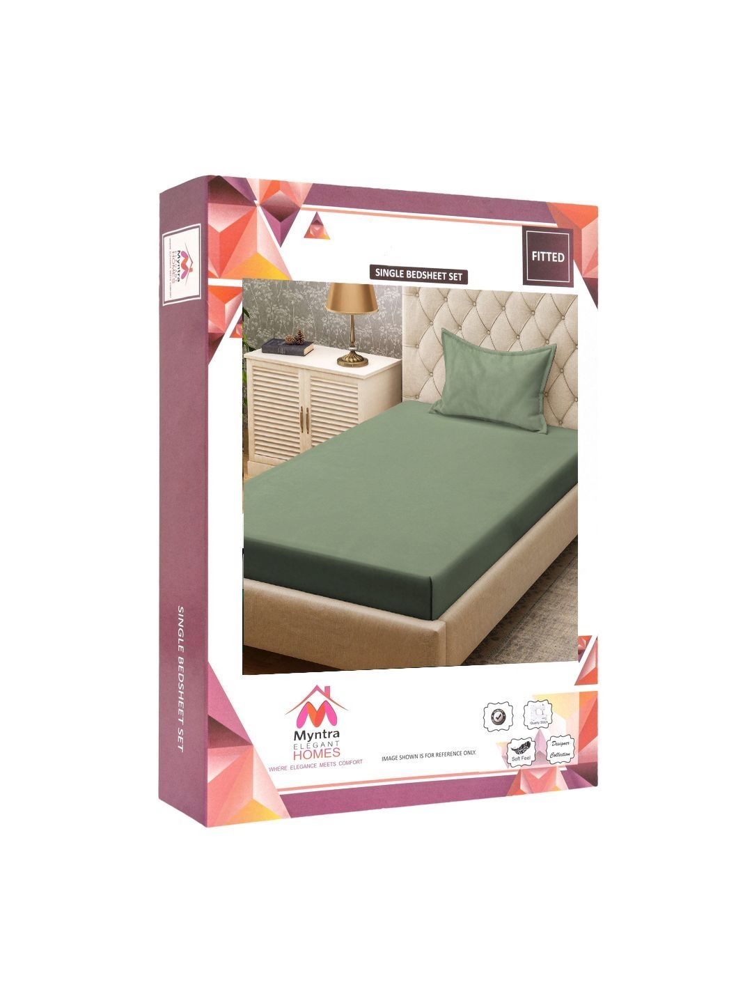 Myntra Elegant Homes Green 300 TC Set Cadar Bujang Dilengkapi 2.25 m x 1.5 m