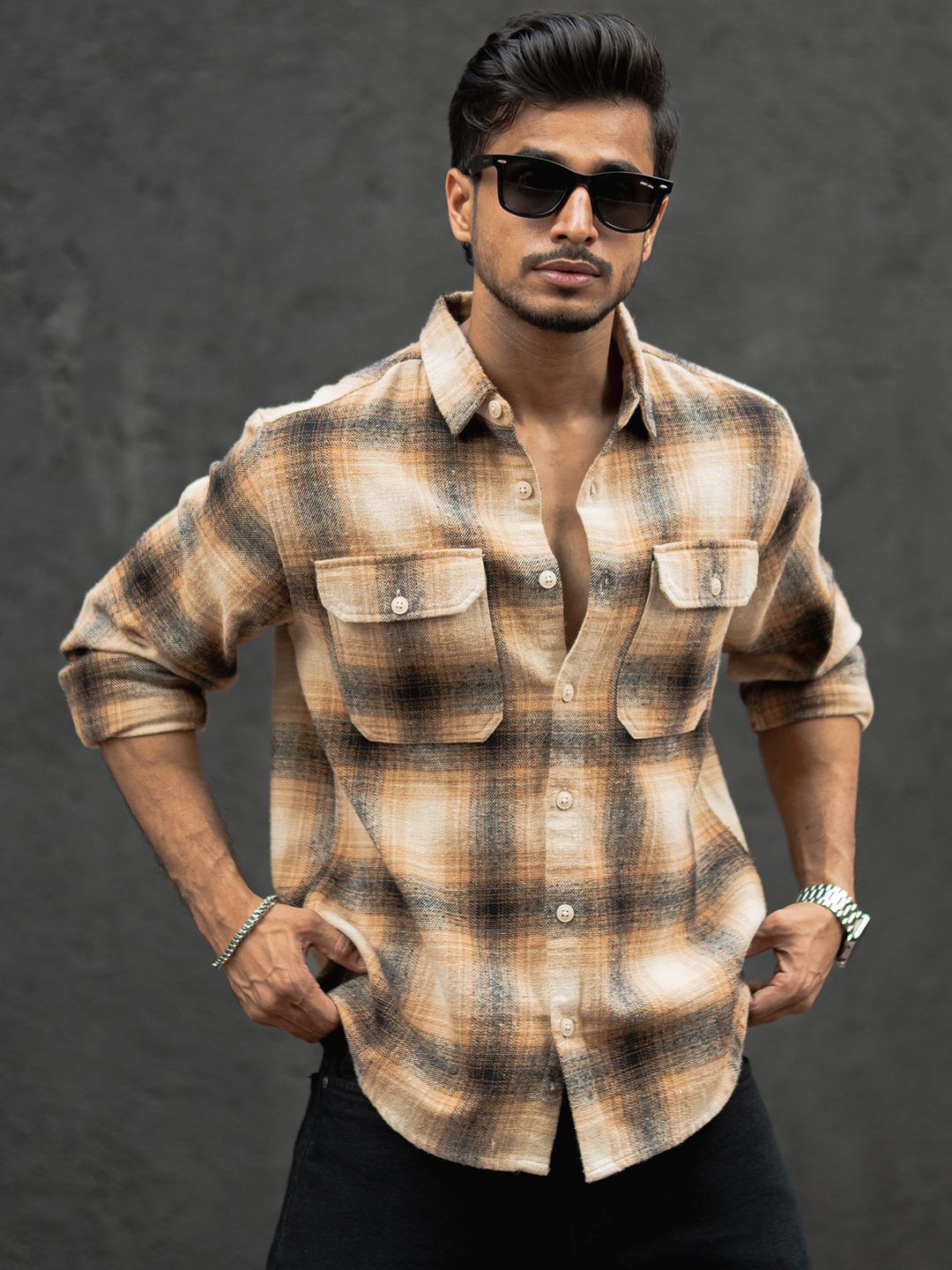Powerlook Men Opaque Checked Casual Shirt