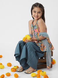 Nautinati Girls' Printed Kurti Sharara Set with Dupatta