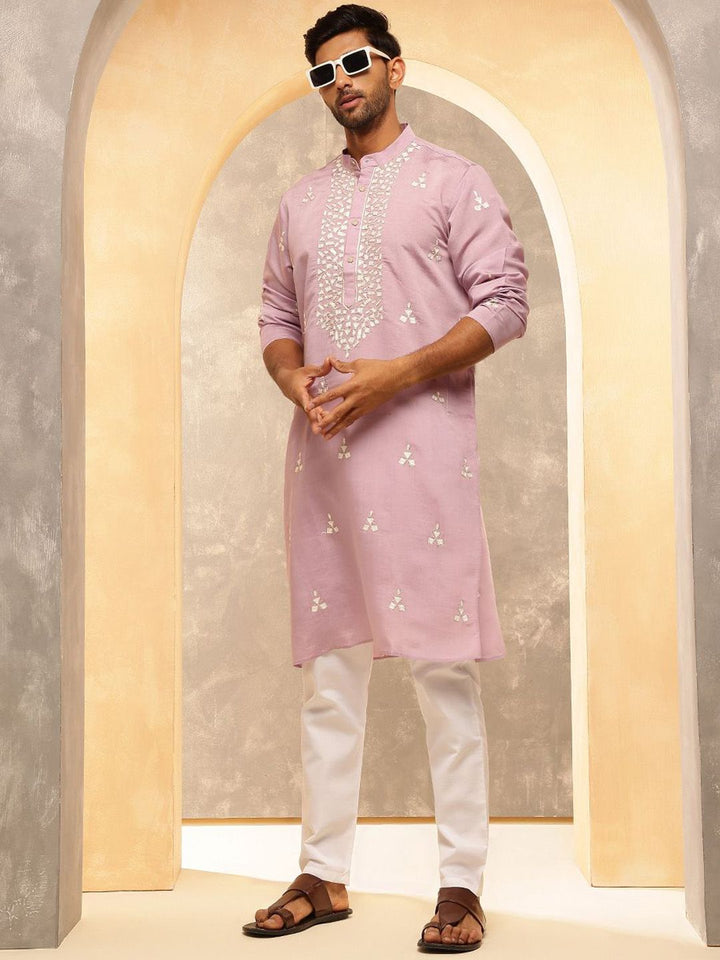 Anouk Men Floral Embroidered Regular Thread Work Kurta with Pyjamas