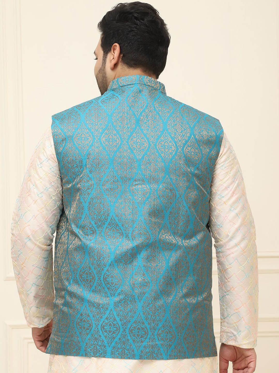 SOJANYA PLUS Men Plus Size Printed Mandarin Collar Nehru Jacket