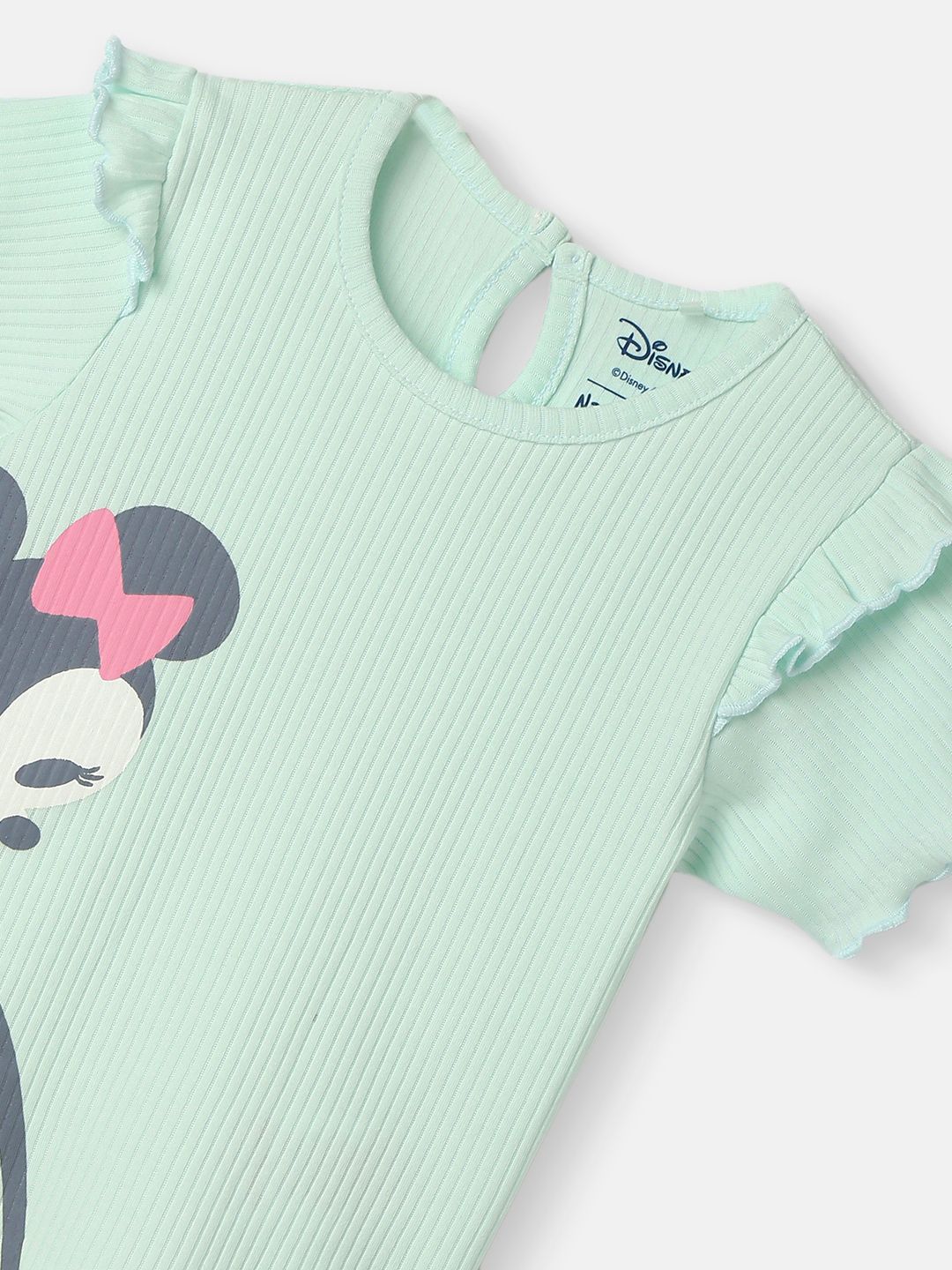 Nauti Nati Girls Minnie Mouse Printed Short Sleeves Pure Cotton Top With Trouser
