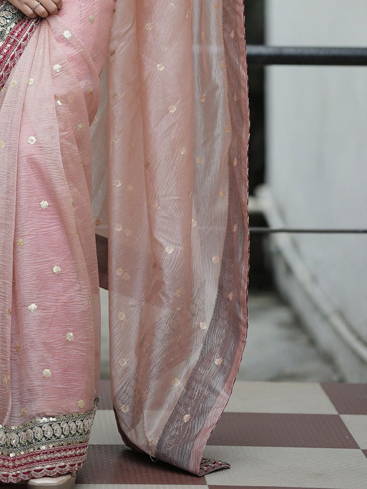 Saree mall Embellished Sequinned Organza Sarees