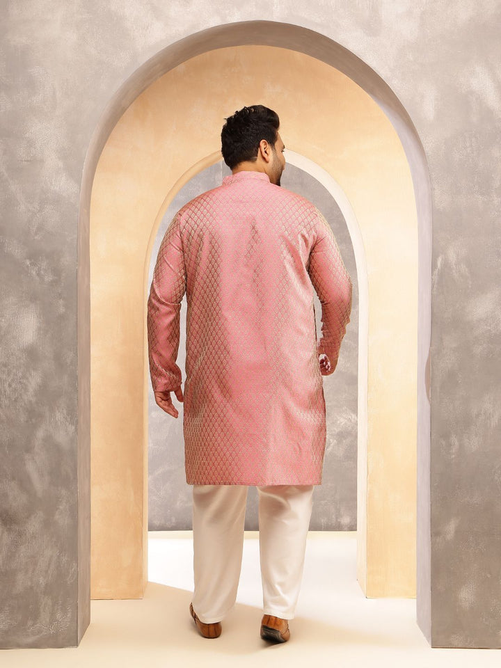 SOJANYA PLUS Men Ethnic Motifs Printed Festive Silk Straight Kurtas