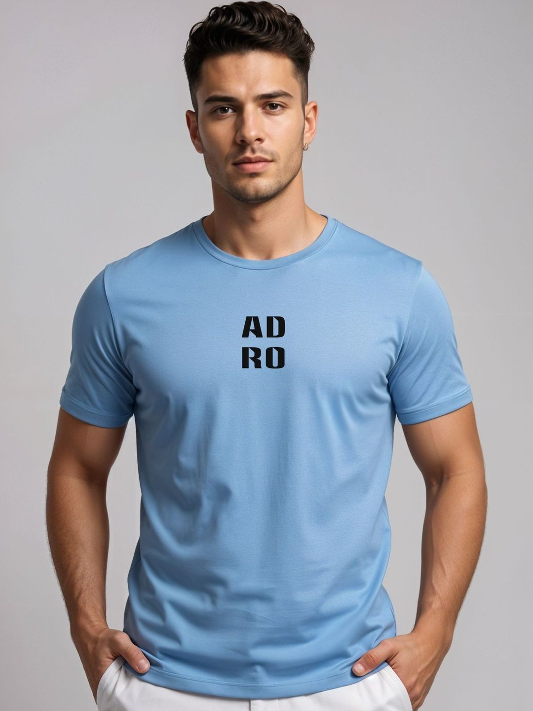 ADRO Typography Printed Short Sleeves Cotton Regular Fit T-shirt