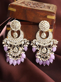 Priyaasi Gold-Plated Kundan Stone Studded & Pearls Manik Chandbalis