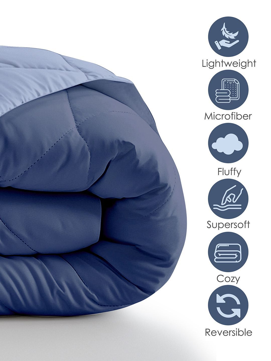 Story@home Lavender & Blue Solid Reversible 240 GSM Heavy Winter Double Bed Comforter