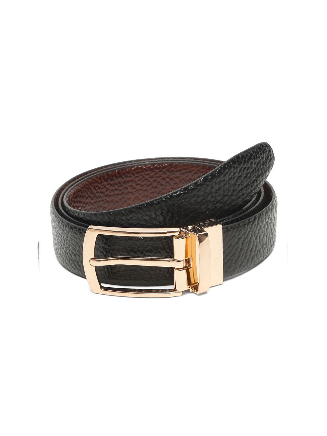 Teakwood Leathers Men Textured Leather Reversible Formal Belt