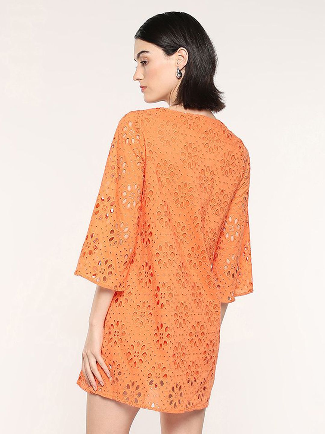 RAREISM V-Neck Schiffli A-Line Dress