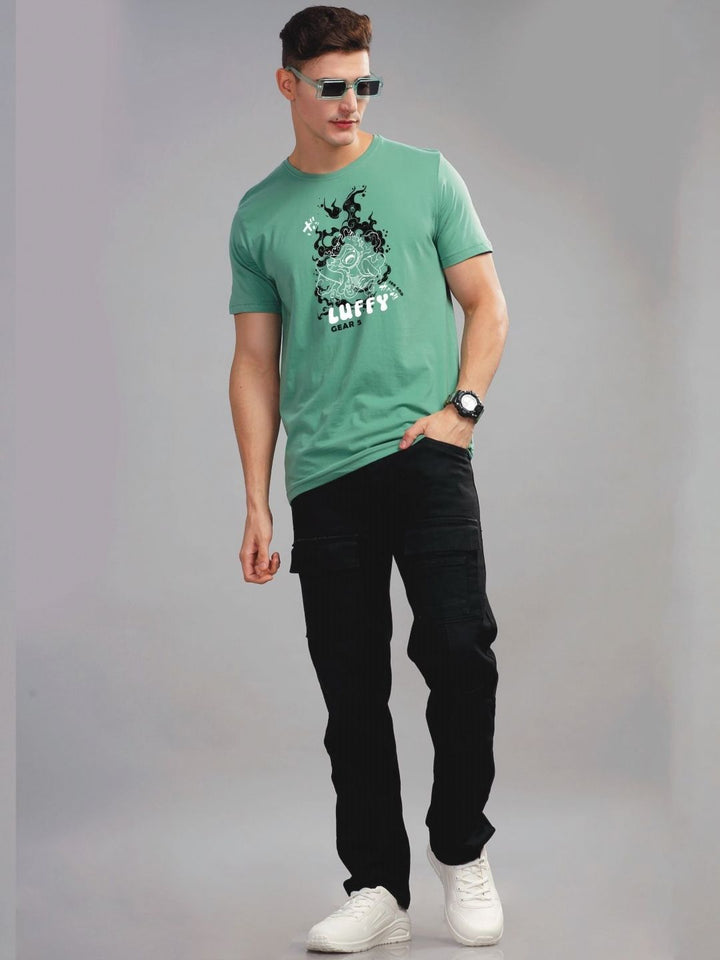 ADRO Men Printed Raw Edge T-shirt