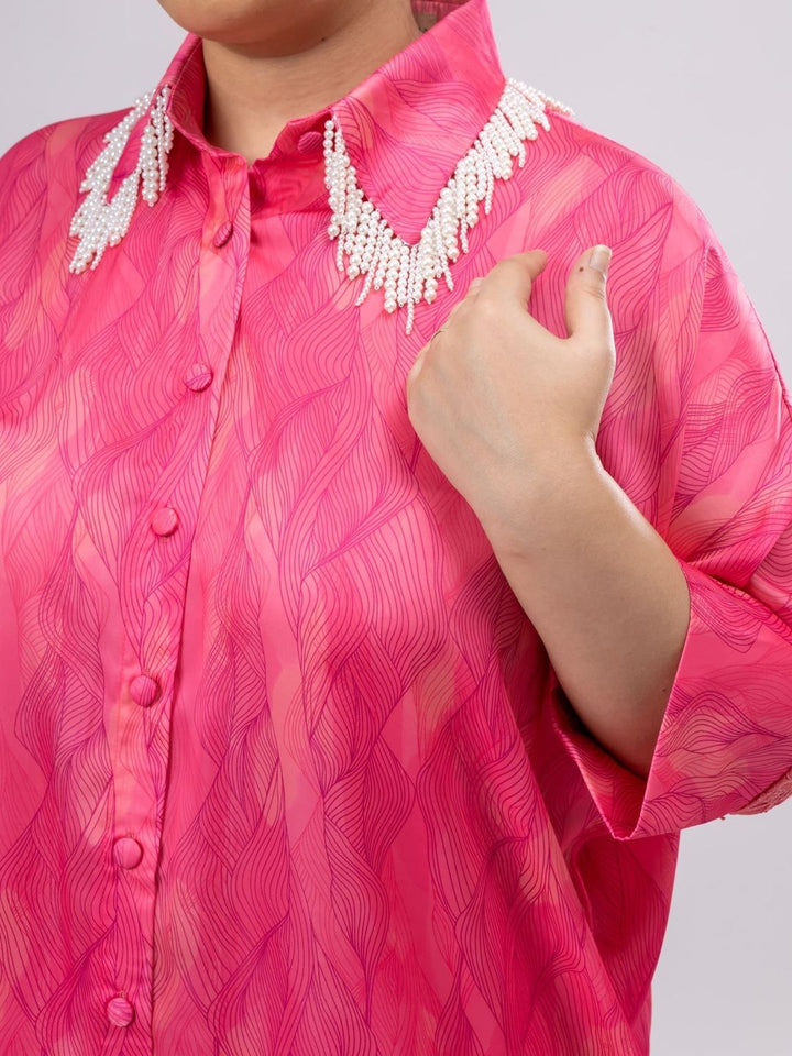 Mamicha Printed Shirt Collar Shirt & Trousers Co-Ords