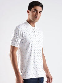 ADRO Conversational Printed Polo Collar Regular Fit Cotton T-shirt