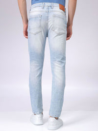 The Indian Garage Co Men Cotton Slim Fit Mildly Distressed Heavy Fade Stretchable Jeans