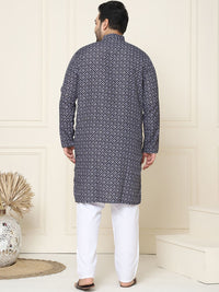 SOJANYA PLUS Motif Etnik Bercetak Kolar Mandarin Kurta Lurus Kapas Tulen dengan Piyama