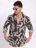 Bene Kleed Men Slim Fit Abstract Printed Spread Collar Casual Shirt