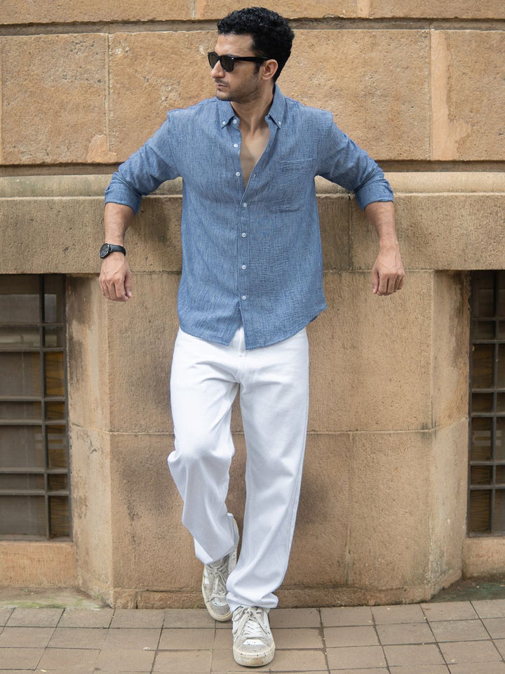 Powerlook Textured Button-Down Collar Shirt