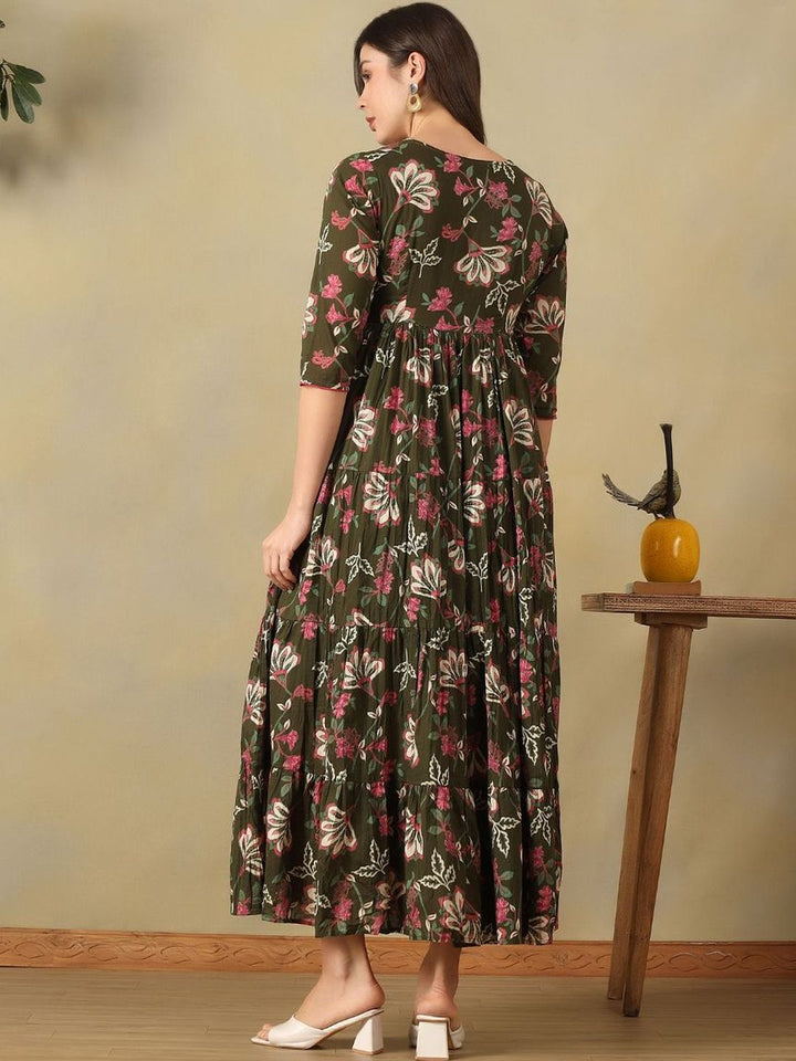 Mamicha Floral Print A-Line Maxi Dress