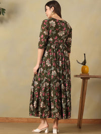 Mamicha Floral Print A-Line Maxi Dress