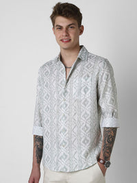 VASTRADO Men Classic Slim Fit Opaque Printed Casual Shirt