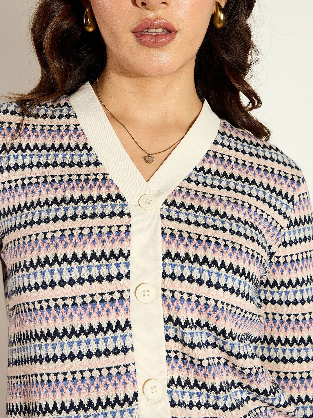 SASSAFRAS Women Chevron Striped Cardigan