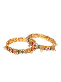 PANASH Set of 2 Gold-Plated American Diamond Stone Studded Bangles