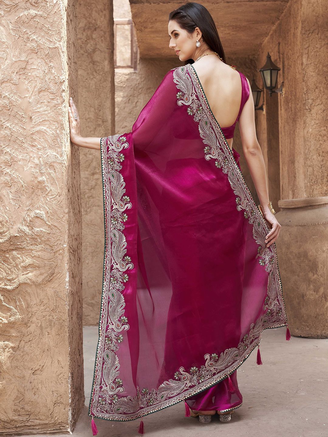 Tikhi Imli Embroidered Poly Chiffon Saree