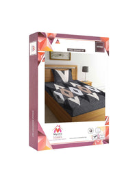 Myntra Elegant Homes Kapas Geometri Kelabu 300 TC Dilengkapi Cadar Bujang Halus dengan Sarung Bantal-89 x 59 inci