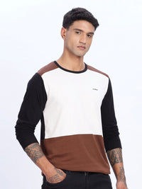 ADRO Lelaki Colourblocked Round Neck Cotton T-shirt