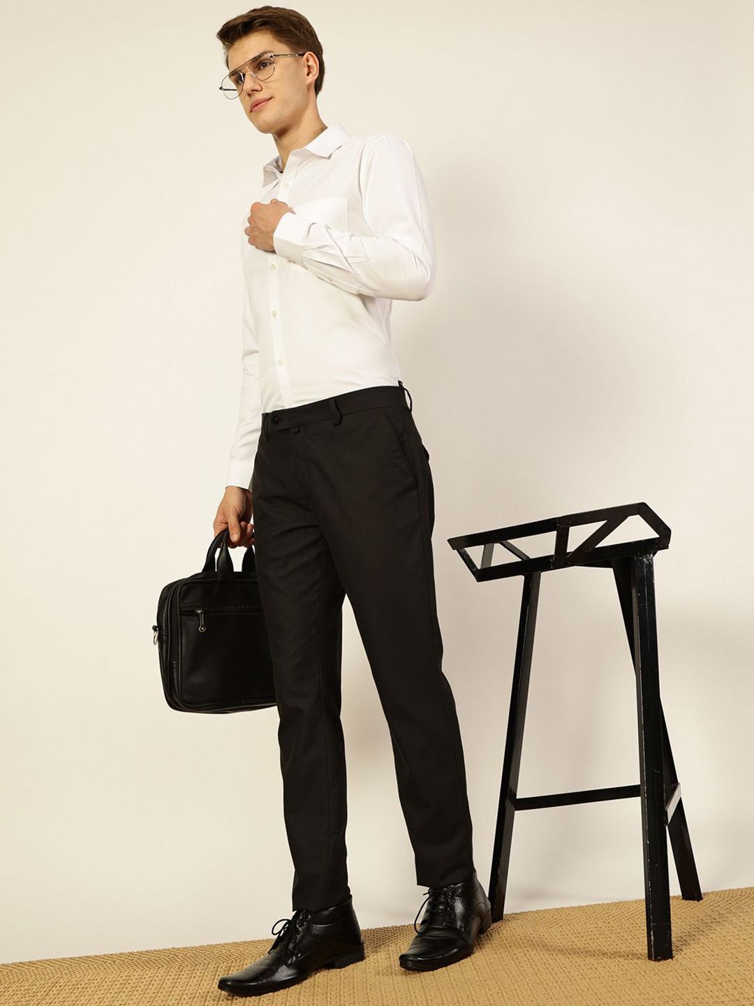 Thomas Scott Men Smart Cutaway Collar Solid Cotton Formal Shirt