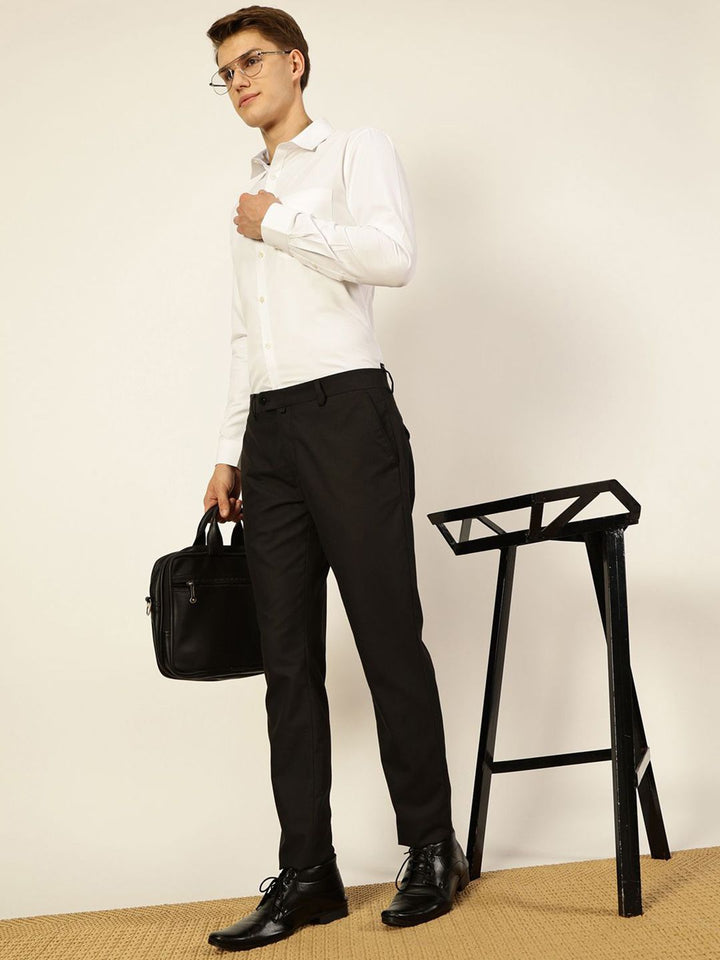 Thomas Scott Men Smart Cutaway Collar Solid Cotton Formal Shirt