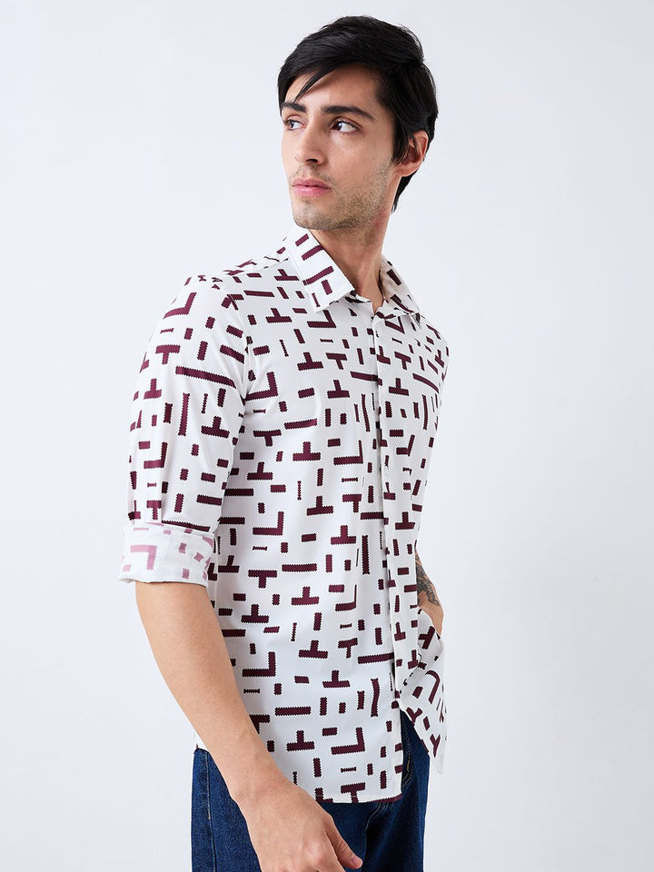 SPYKAR Men Spread Collar Geometric Printed Casual Shirt