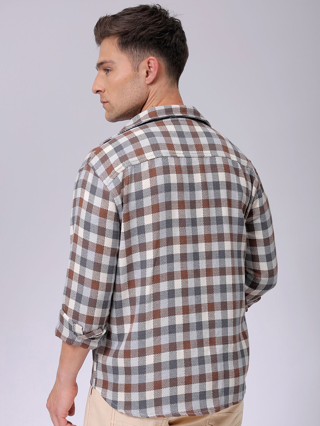 The Indian Garage Co Men Relaxed Fit Checked Dobby Textured Resortwear Shirt