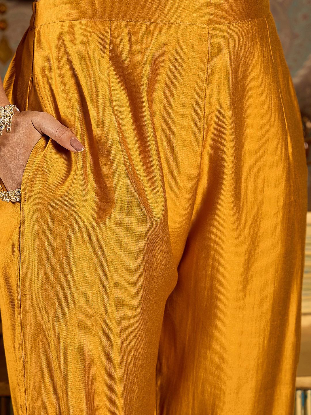 Indo Era Floral Embroidered Round Neck Regular Liva Kurta With Trouser With Dupatta