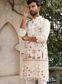 Jompers Men Floral Embroidered Kurta with Pyjama
