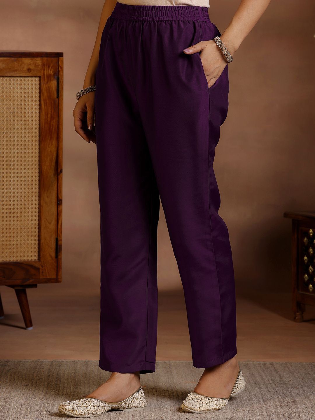 Libas Floral Printed V-Neck Thread Work Straight Kurta With Palazzos & Dupatta