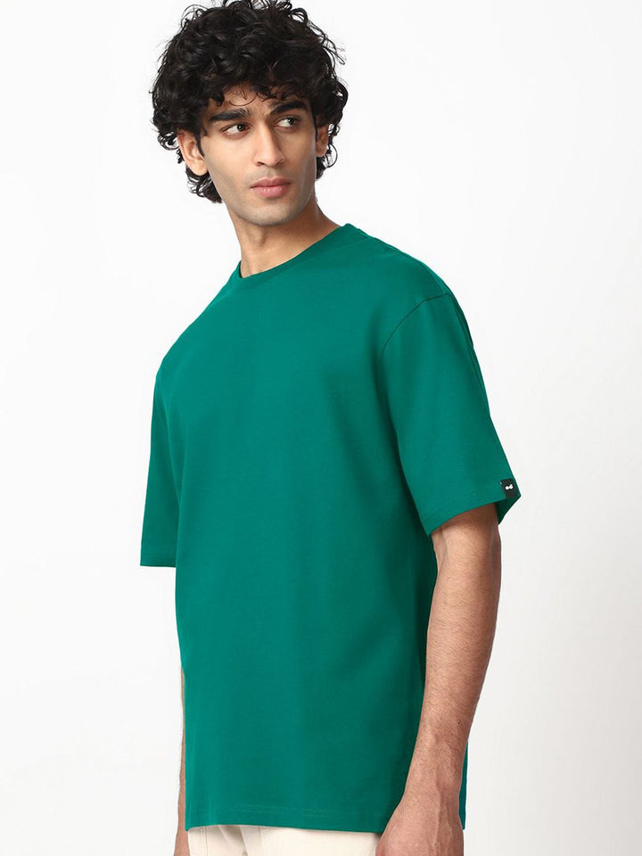 Bewakoof Men Solid Round Neck Cotton Oversized T-shirt
