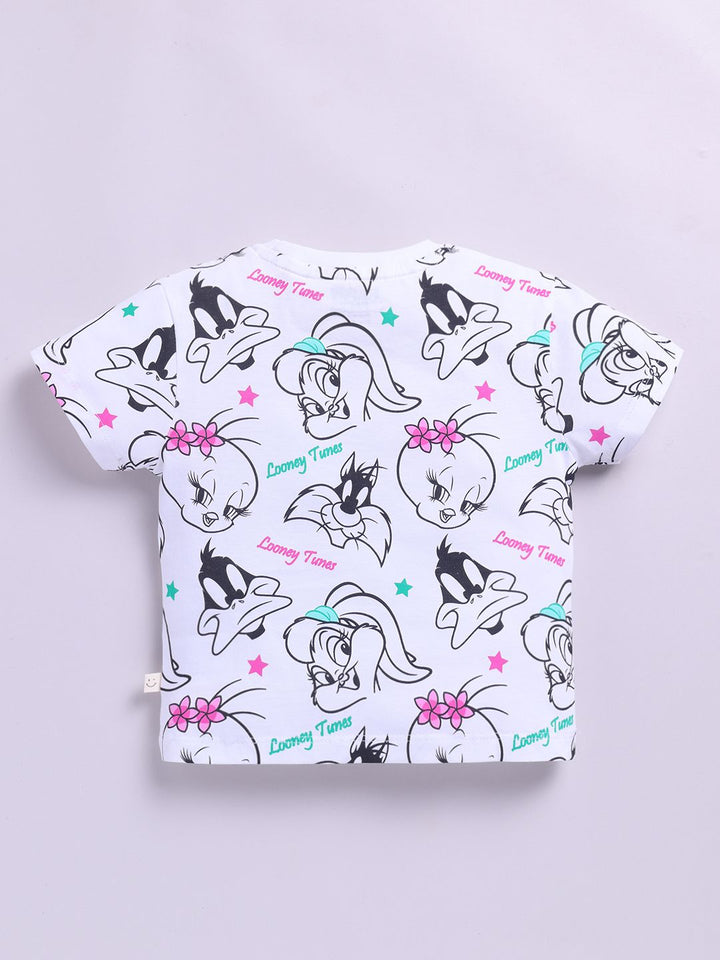Happy Faces Kids Girls Looney Tunes Printed Pure Cotton T-Shirt