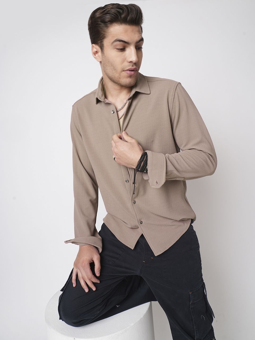 VASTRADO Men Classic Slim Fit Opaque Casual Shirt