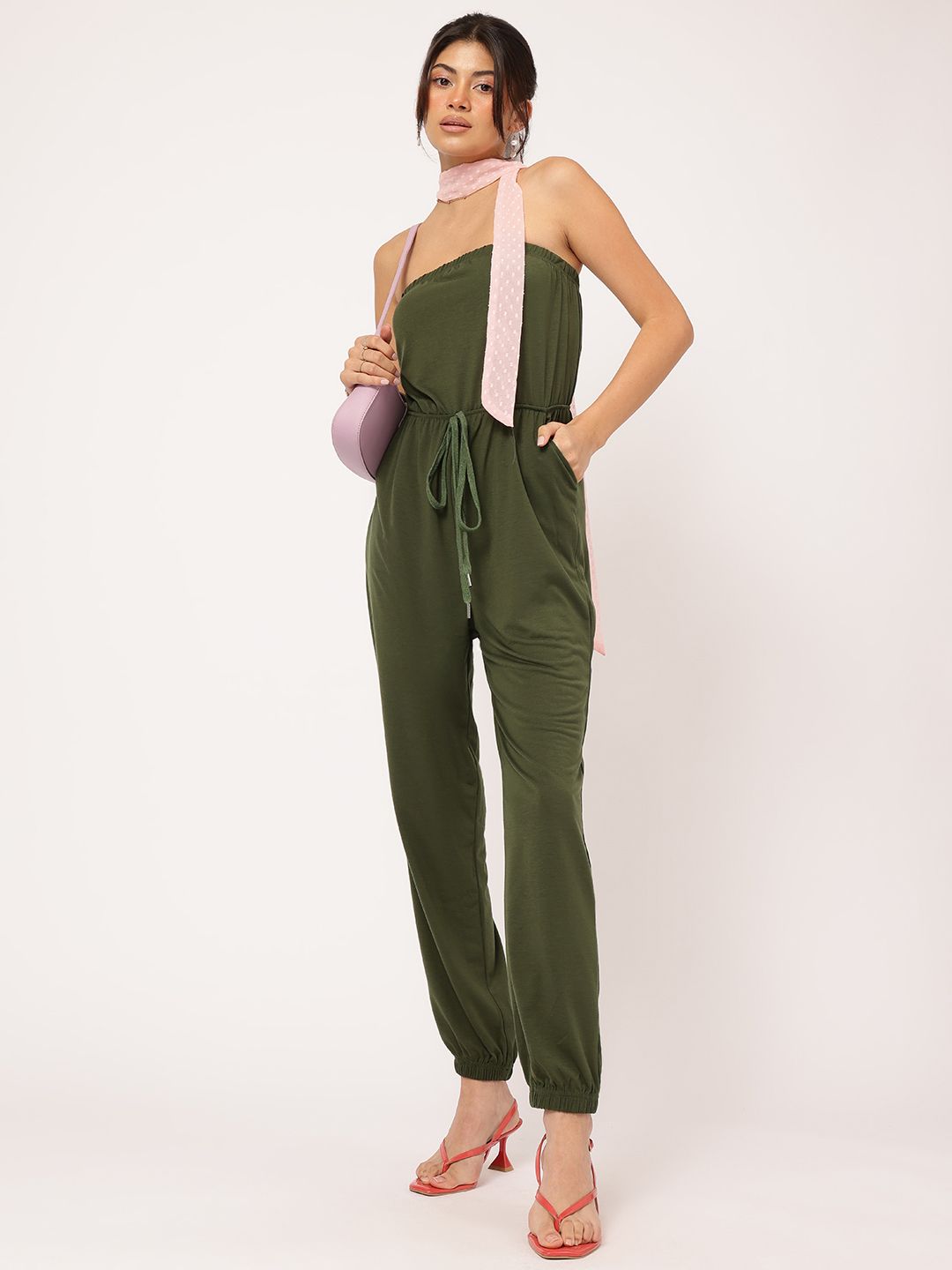 DressBerry Effortless Elegance Strapless Waist Tie-Up Bandeau Jumpsuit
