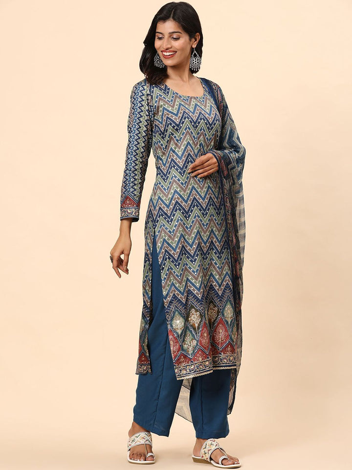 Mamicha Women Printed Regular Pure Cotton Kurta with Palazzos & With Dupatta