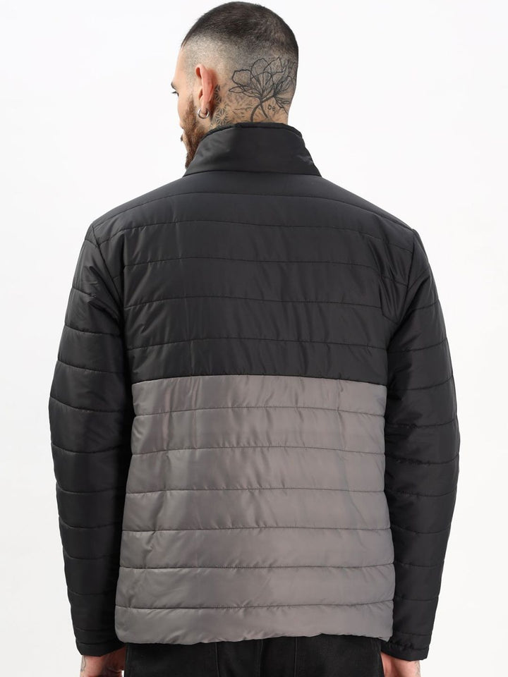 ADRO Men Colourblocked Windcheater Bomber dengan Jaket Patchwork