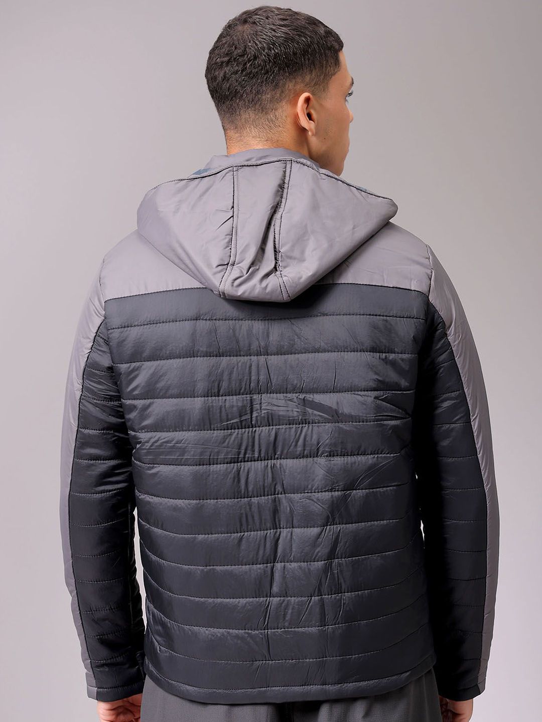 The Indian Garage Co Men Black Colourblocked Detachable Hood Padded Jacket
