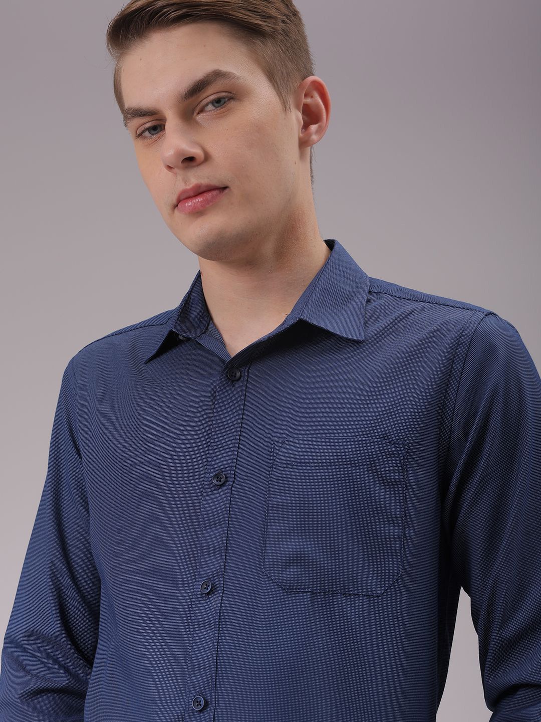 The Indian Garage Co. X Luxe Men Cutaway Collar Solid Slim Fit Formal Shirt