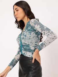 DressBerry Blank Canvas Abstract Print Ruched Top