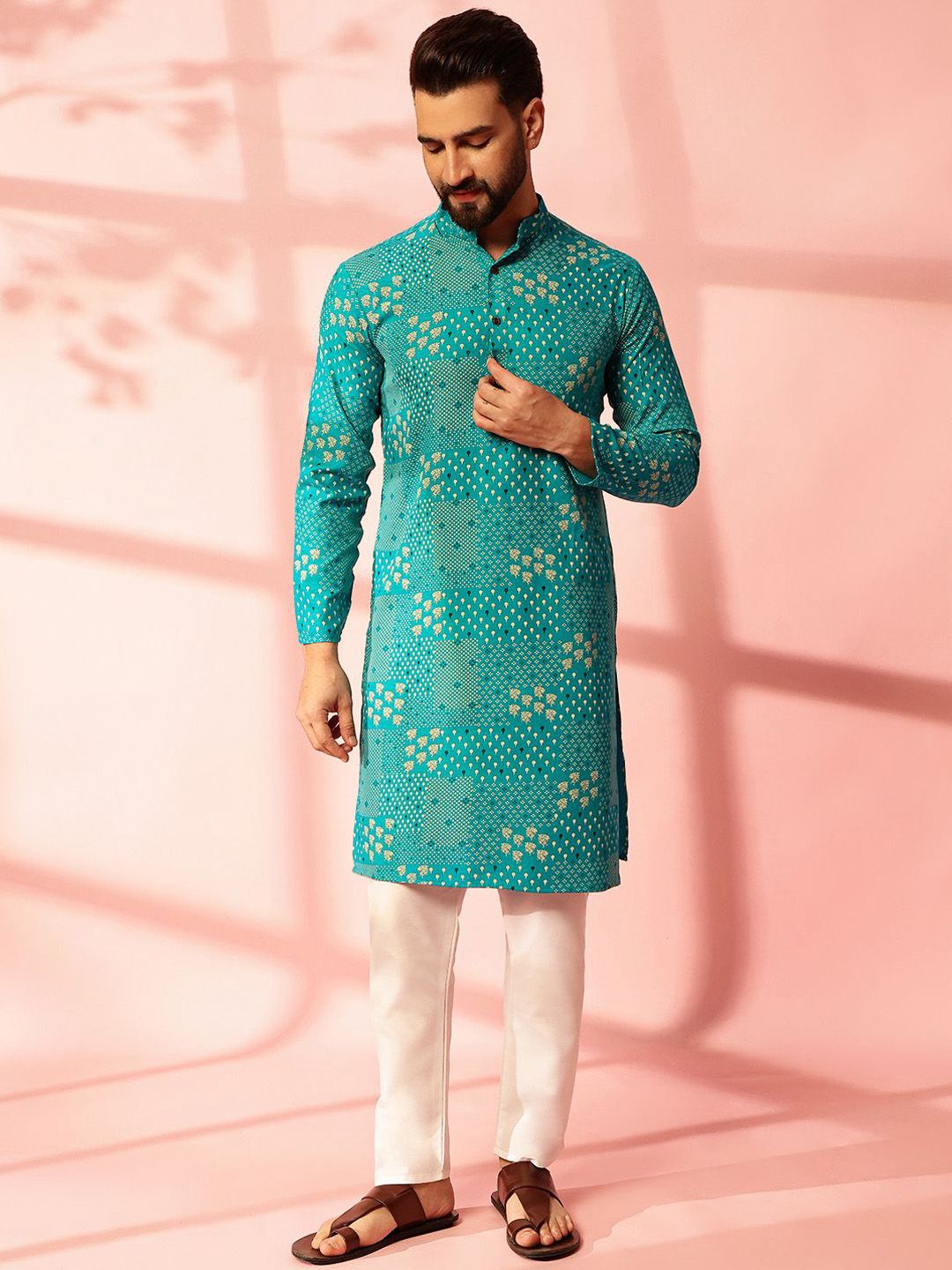 Anouk Men Bandhani Printed Regular Kurta with Pyjamas