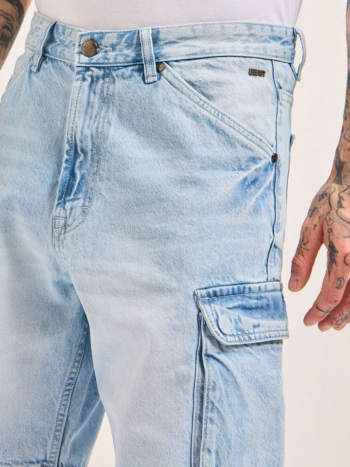 THE BEAR HOUSE Men Cotton Baggy Fit Denim Shorts