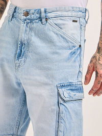 THE BEAR HOUSE Men Cotton Baggy Fit Denim Shorts